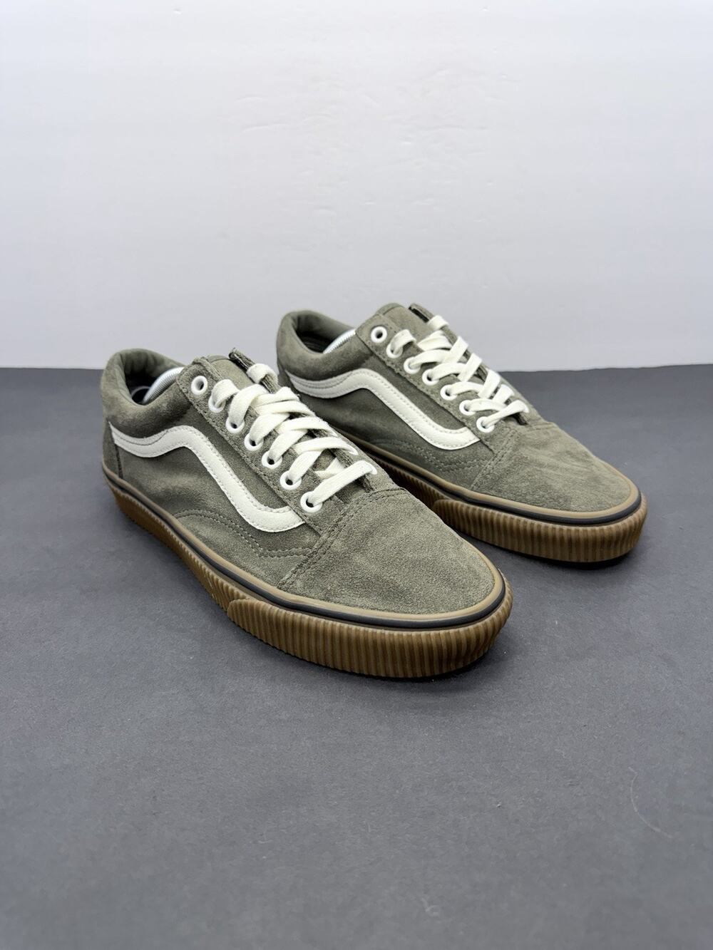 Vans Old Skool Suede Olive Green Gum Sole Shoes Women 8.5 Men 7 508182